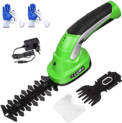 BeiLiHe Cordless Grass Shear & Hedge Trimmer - 7.2V Electric Shrub Trimmer 2-in-1 Handheld Hedge Cutter/Grass Trimmer/Hedge Clipper with Rechargeable Battery and Charge (Size : No extension pole)