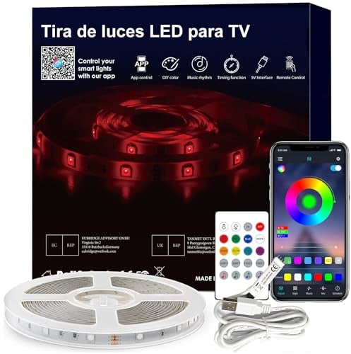 LED Strip Lights for TV, USB TV Backlight Kit with Remote, APP Control Sync to Music, 5050 RGB Smart LED Bias Lighting for HDTV (3m for 45-60 TV)