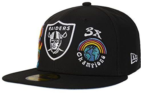 New Era 59Fifty NFL Raiders Champions Cap Basecap Baseballcap Flat Brim Fitted Las Vegas (7 5/8 (60,6 cm) - schwarz)