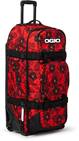 OGIO Rig 9800 Gear Bag, Rote Blumenparty, 90 Liter, Rig 9800 Reisetasche mit Rollen