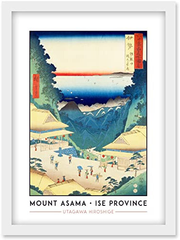 Wee Blue Coo Mount Asama, Teahouses on the Mountain Pass Ise Province Utagawa Hiroshige Japanese Woodblock Classic Collection Artwork Framed Wall Art Print A4