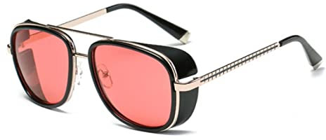 ASZO 2023 Steampunk Iron Man 3 Sonnenbrille Männer Marke Frauen Spiegel Designer Sonnenbrille Vintage Linse rote Sonnenbrille-Gold-Rot