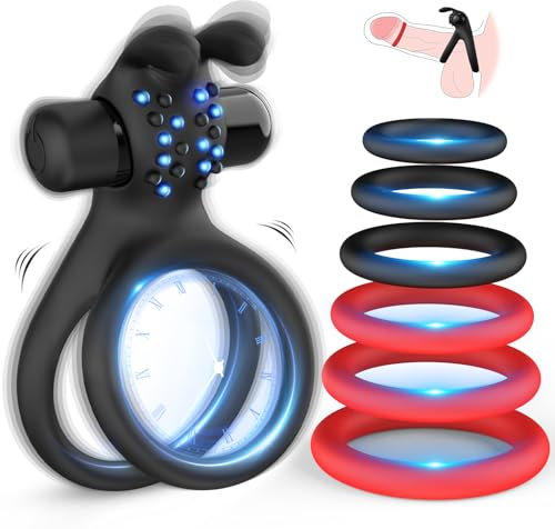 Anello Vibrante per il Pene Sex Toys, Doppio Anello Pene con Vibratore, 7 in 1 Sexitoi Uomo per Erezione Cockring per Aumentare Potenza, Sex Toysper per Uomini Sex Toy per Coppie