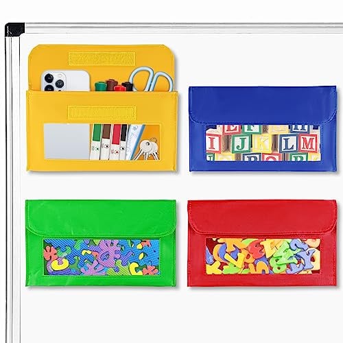 EAMAY Magnetic Marker Pen Holder for Whiteboard or Fridge Magnet Pencil Cup Storage Organizer,Magnetic Storage Pockets, Whiteboard Accessory Case for Home Office School Supply Storage-Set of 4