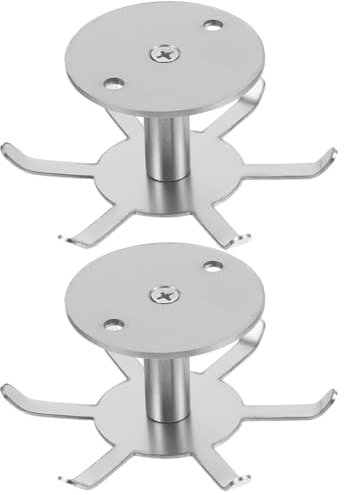 Cabilock Bratpfanne 2 Stück Utensilienhalter Unter Dem Schrank 360° Drehbar Edelstahl Küchenutensilienhalter Kleiderbügel 6 Haken Zum Aufhängen Des Utensilienhalters Platzsparend