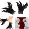 TECHEEL 1 Paar Feder Manschetten Schwarz Feder Accessoires Vintage Feder Manschette Spitze Gothic Feder Schwarze Handschuhe Manschette für Game Party Halloween Kostüm Rollenspiel Party