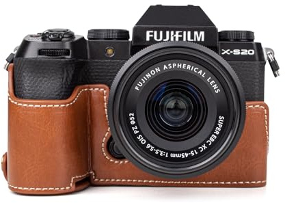 MUZIRI KINOKOO Hülle für Fujifilm Fuji XS20/X-S20 Kamera, Retro-Stil PU-Leder Fuji XS20 Schutzhülle mit Handgriff und Öffnungsboden-Design – Braun