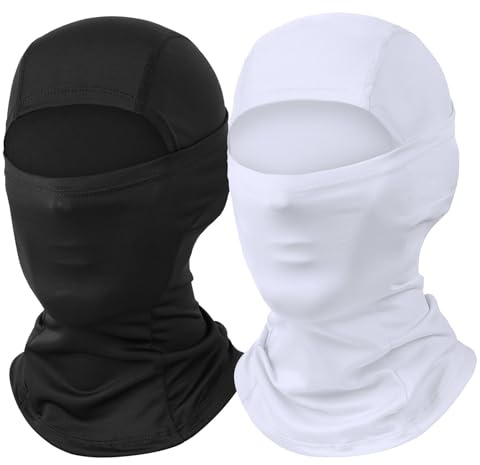 Skimaske für Herren, 2 Stück, Sturmhaube, Gesichtsmaske, Sommer, Shiesty-Masken, Motorradhelm, Vollkopfabdeckung, Sonnenschutz, UV-Schutz, Schwarz/Weiß, Schwarz/Weiß, L