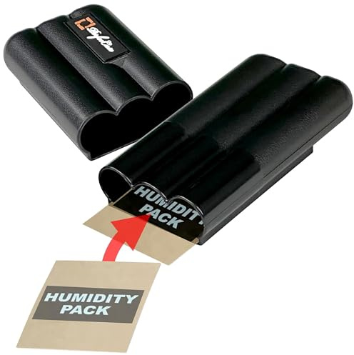Perfec PerfecCase 3-Finger Cigar Case, Virtually Airtight Seal for Fresh, Protected Cigars, Humidifier Travel Cigar Case for Everyday Carry