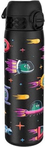 ION8 Leicht Stahl-Trinkflasche, 600 ml, Nicht IsoliertAuslaufsicher, Einhandöffnung, Sichere Verriegelung, Spülmaschinenfest, Klappdeckel, Tragegriff, Leicht zu Reinigen, Raumschiffe