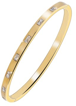 JJDreams 4mm Gold Edelstahl Armreif mit Strass rechteckige Form kubischer Zirkon Manschette Armreif