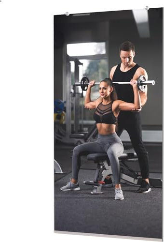 Fitnessspiegel für Zuhause, Fitnessstudio, Heim-Fitness-Spiegel, 120 x 80 cm, bruchsicherer HD-Workout-Spiegel für Heimstudio, 0,6 cm dickes gehärtetes Glas, Übungsspiegel für Zuhause, Fitnessstudio,