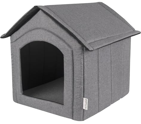 Petsona Hundehöhle Hundehütte Faltbare Mit Herausnehmbarem Dach Hundehaus Hundebett Katzenbett Haustierbett Schlafplatz Größe XL, Grau