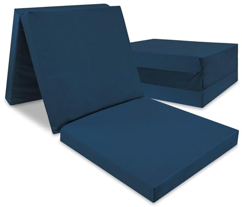 Totsy Baby Gästebett Matratze Klappmatratze 195 x 65 x 8 cm - Gästematratze klappbar Foldable Mattress Faltmatratze mit abnehmbarem ökologisch Bezug Bodenmatratze Velvet Marineblau