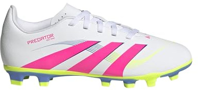 adidas Predator Firm Multi Ground Unisex Kids Football Cleats (Little Big Kid), White Lucid Pink Lucid Lemon, 10.5 UK