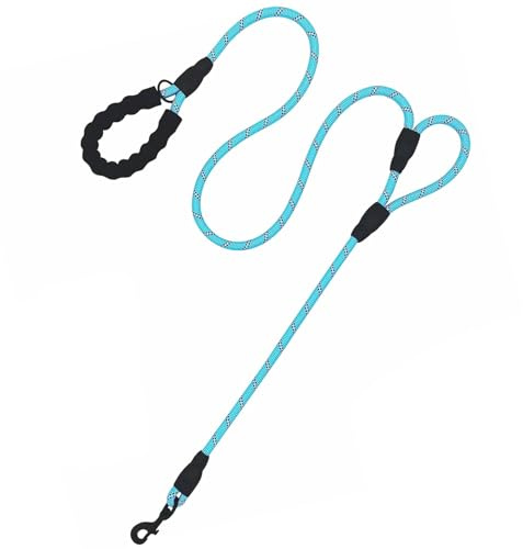 Eyeleaf Guinzaglio per Cani Taglia Grande con Impugnatura Imbottita doppio Maniglia Riflettente Guinzaglio Corda per Cani 1,5 Metri Blu