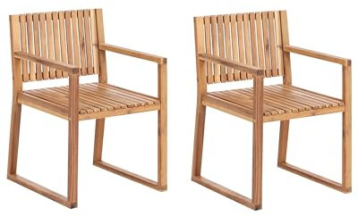 Gartenstuhl 2er Set mit Armlehnen zertifiziertes Holz Hellbraun Sassari II