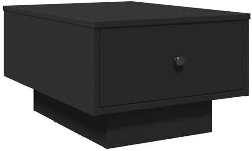 vidaXL Couchtisch, Beistelltisch mit Stauraum Metallknäufen, Kaffeetisch Sofatisch für Wohnzimmer, Teetisch Wohnzimmertisch, Schwarz Holzwerkstoff
