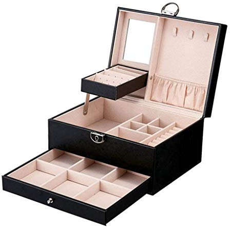 CLRAWSHB Schmuckschatulle, verspiegelter Schmuckkasten-Organizer für Mädchen und Frauen, Vintage-Geschenketui – Schmuckaufbewahrungs- und Präsentationshalter aus Kunstleder