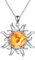 AXELUNA Bernstein Sonne Halskette S925 Sterling Silber Sonne Anhänger Halskette Bernstein Sonne Schmuck Sonne Geschenk für Frauen Schmuck Geschenke für Mutter Ehefrau