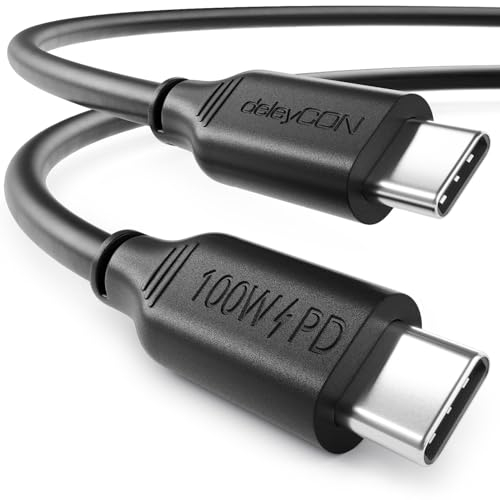 deleyCON 1,5m USB C Kabel PD3.0 (100W Schnellladekabel) USB-C auf USB-C Ladekabel für iPhone 16 15 Pro Max Samsung Galaxy S25 S24 S23 S22 Pixel iPad Pro MacBook Air Tablets Switch PS5
