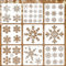 JSRQT 9 Stück Schneeflocken Schablonen zum Malen, Wiederverwendbare Weihnachts Schneeflocken Schablone aus Kunststoff, Gemischte Größe Snowflake Stencil Malschablonen Set für Fenster Wände Spray Kunst