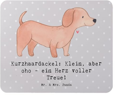 Mr. & Mrs. Panda Mousepad Kurzhaardackel Herz - Geschenk, Hunderassen Pflege, Mauspad, laptop, tapferer kleiner Hund, Mouse Pad, klein aber oho, Kurzhaar Dackel, computermatte, Vielfalt, pc, Charakter