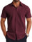 COOFANDY Shirts for Men Short Sleeve Casual Business Dress Solid Shirt Basic Summer Beach Tops Dark Red L