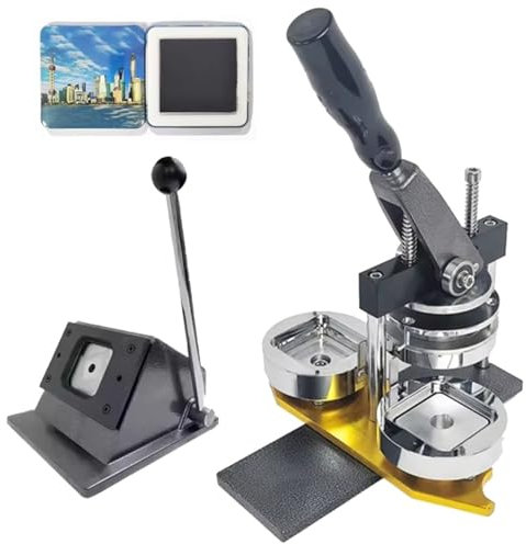 Button Maker Machine with Paper Cutter, 50 mm Fridge Magnet Button Maker Machine with 100 Sets of Consumables, Diy Fridge Photo Magnet Machine for Picture Badge Button, Gift Button, Team Badge