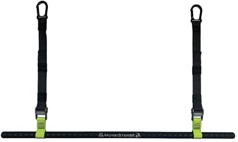 MukkiStange, Klimmzugstange, stufenlos höhenverstellbar 25cm-65cm, abnehmbar in 2 Klicks, Antirutsch-Griff, Deckenmontage, geprüfte deutsche Qualität, fitnessgeräte für zuhause,pull up bar (Grün)