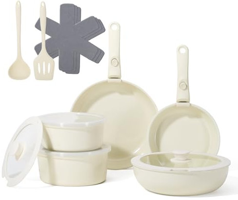 Topfsets, Pfannenset Abnehmbarer Griff, Antihaft Pfanne Induktion, 16-Teiliges Kochgeschirr-Set, Keramik Topfset, Kratzfeste, Alle Herdarten Geeignet, Ofen- und Spülmaschinenfest, PFOA-frei