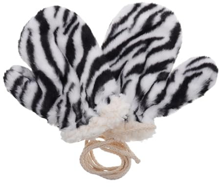 FRCOLOR 1 Paar Handschuhe Mit Zebramuster, Winterhandschuhe, Niedliche Winterhandschuhe Für Damen, Warme Handschuhe Mit Befestigter Schnur Für Reiten Und Outdoor-aktivitäten