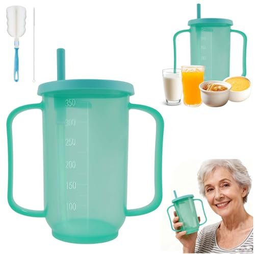 agctrler 350ml Anti-Verschlucken Schnabeltasse für Senioren mit großen Griffen, auslaufsicher & BPA-frei – Schnabelbecher Senioren für Flüssignahrung, Medikamente, ältere Menschen & Schwangere