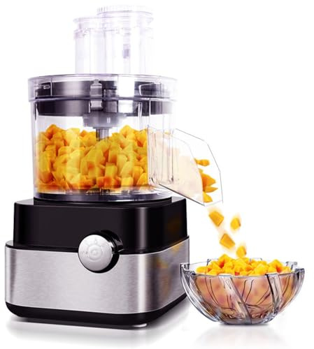 UIBAO 600w Coupe Legume Cube Electrique Capacité 5.0l Hachoir à Fruits Et Légumes Carottes,avec 5 Filets à Couteaux,Pommes De Terre,Oignons Hachoir pour Maison,Commerciaux