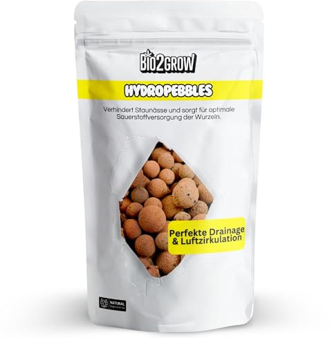Bio2Grow Blähton Pebbles Grow Anbau Indoor Outdoor - Kugeln Hydrokultur Drainage Ton-Granulat Perlite Blumenerde (10 Liter)