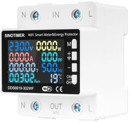 Stromzähler Hutschiene 1 Phasig 8 in 1 WiFi Smart Meter 0-63A AC | 170-270V, Digitaler Stromzähler DIN, Tuya Drehstromzähler Multifunktions-Stromzähler Mit Stromausfall, Überleistung usw