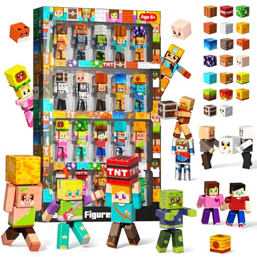 Magneverse 40Pcs Magnetic Action Figures Playset - Magnetic Building Blocks, Magnet Cubes and Rotatable Figures Character Toys for Kids, Birthday Gift for 6+ Year Old Boys Girls (Patent Granted)