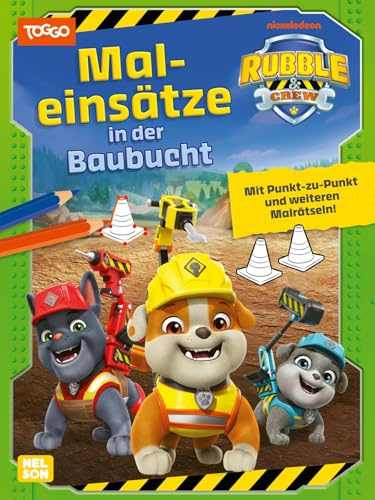 Rubble & Crew: Maleinsätze in der Baubucht: Mit Punkt-zu-Punkt und weiteren Malrätseln | Malbuch mit Rubble für Kinder ab 3 Jahren