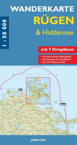 Wanderkarte Rügen & Hiddensee: Mit Stralsund. Mit Ortsplänen von Baabe, Bergen, Binz, Garz, Göhren, Putbus, Sassnitz, Sellin, Thiessow. Mit UTM-Gitter ... Maßstab 1:50.000. (Wanderkarten 1:50.000)