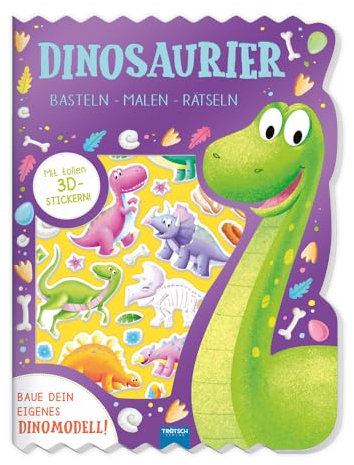 TRÖTSCH - Beschäftigungsbuch Dinosaurier | Kreatives Dino Bastelbuch mit spannenden Rätseln, Malvorlagen und buntem 3D-Dinosaurier-Modell: ... (Dinosaurierwelt: Alles rund um die Dinos)