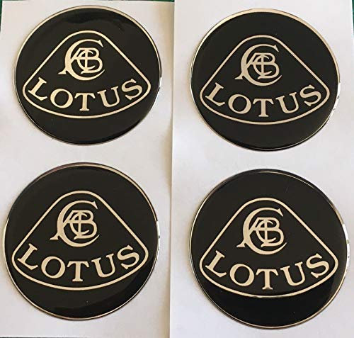 SCOOBY DESIGNS Lot de 4 autocollants cache-moyeux en résine bombée pour jantes en alliage de lotus Noir 45 mm