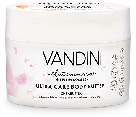VANDINI Body Butter Damen mit Sheabutter - reichhaltige Body Creme als Körpercreme & Gesichtscreme für trockene Haut - vegane Feuchtigkeitscreme für Frauen (1x 200 ml)
