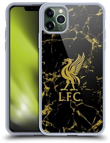 Head Case Designs Officially Licensed Liverpool Football Club Black & Gold Marble Crest Liverbird Pattern 1 Gel Case [Military Grade] Compatible with Apple iPhone 11 Pro Max & Compatible with MagSafe