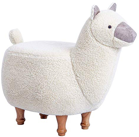 Möbel Akut Tierhocker Polsterhocker Kinder - Hocker Deko - Tiere - Animals (Alpaka weiß)