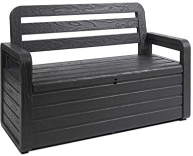 Toomax Cassapanca Foreverspring con seduta 2 persone 270L, in plastica effetto legno, dim. cm 132,5x58x89, Art. 599, colore Antracite