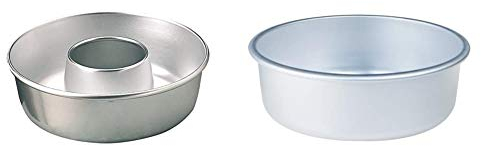 Pentole Agnelli COAL3726 Stampo Ciambella con Tubo, in Alluminio, per pasticceria e cake design, Argento, 26 cm & FAMA43/824 Tortiera Conica con Orlo, Alluminio, 24 X 24 X 8 cm