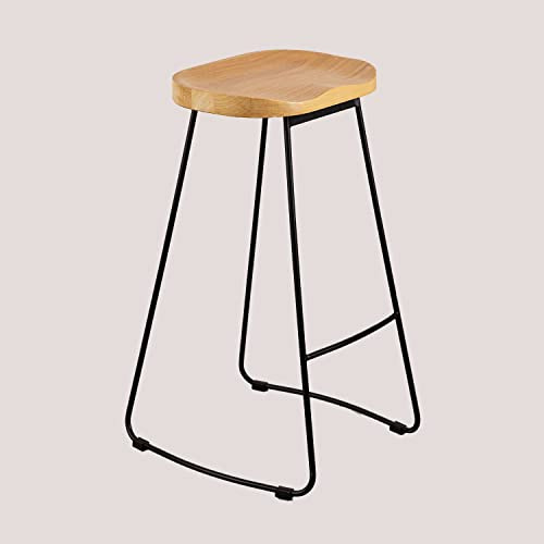 SKLUM Barhocker aus Stahl und Ulmenholz Neicol Schwarz ↑75 cm