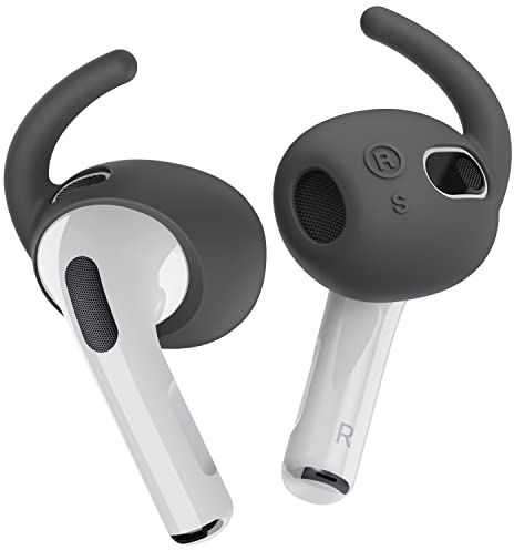 elago [4 Pairs] Ear Hooks Covers for AirPods 3 | Comfortable and Secure Fit, Improved Sound Quality, Precise Cutout Design [Added Storage Pouch] (Dark Grey)