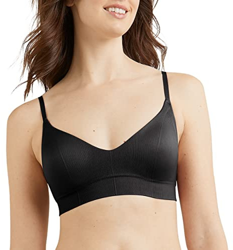Maidenform Damen M Rib Seamless Bralette, Soft Wireless Pullover Bra, Convertible Straps BH, Undurchsichtige, Schwarz, Medium