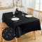 SPRICA Schwarz Jacquard-Tischdecke Rechteckige 210x150cm, wasserabweisend, einfarbig, hochwertig & weich, Wasserfluss-Musterdesign, maschinenwachbar